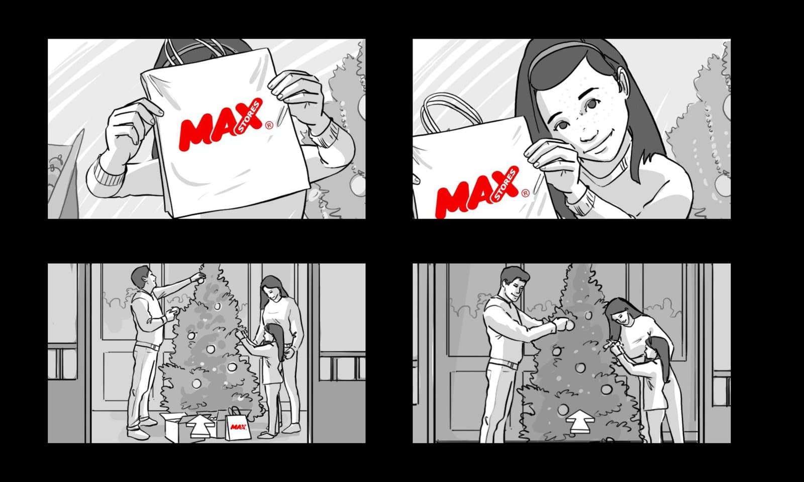 Christmas is a Feeling — storyboard art, 1